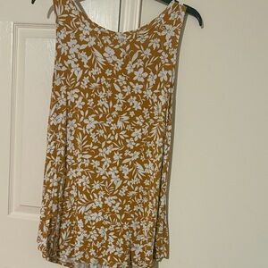 Floral Sleeveless Top - Gold and White